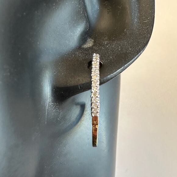 1/3 Carat Natural Diamond Hoop Earrings - Sterling Silver with Gold Overlay - Picture 1 of 11